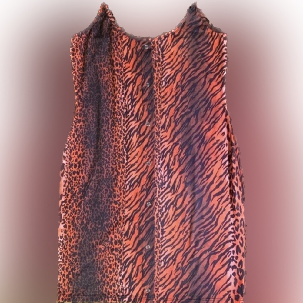 ASOS red black mixed animal print spaghetti strap slip dress US 6